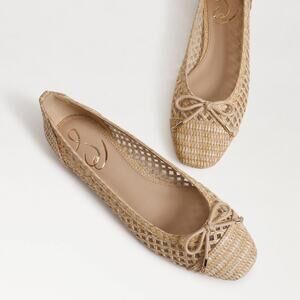 Sam Edelman Ballet Flats Women's 7.5 Woven Raffia Bow Beach Boho